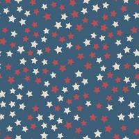 modello senza cuciture di stelle sparse nei colori della bandiera americana rossa, blu e bianca. giorno dell'indipendenza degli Stati Uniti il 4 luglio o il giorno della memoria. illustrazione vettoriale retrò patriottica.