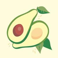 avocado moderno in stile disegnato a mano. illustrazione vettoriale