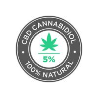 5 percento CBD Cannabidiol Oil icon. 100% naturale. vettore