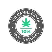 10 percento CBD Cannabidiol Oil icon. 100% naturale. vettore