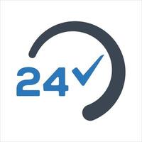 Icona del servizio 24 ore su 24 su sfondo bianco vettore