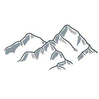 alte montagne bianche come la neve. illustrazione dello schizzo disegnato a mano. vettore