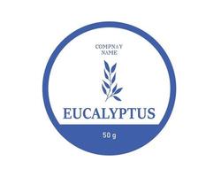 design di etichette rotonde di eucalipto, etichette di olio di eucalipto. etichetta per la cura dello schermo e l'imballaggio cosmetico. elemento per il design del packaging vettore