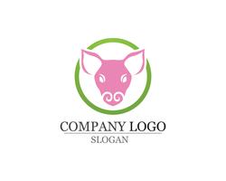 Modello di vettore di logo di testa di maiale. Pork BBQ Grill Restaurant Logotype icona stile spazio negativo