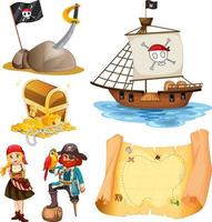 set di diversi personaggi dei cartoni animati di pirati vettore