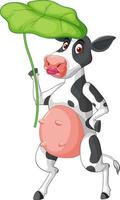mucca da latte in piedi su due gambe personaggio dei cartoni animati vettore
