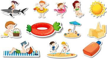 set di articoli da spiaggia estivi e bambini vettore