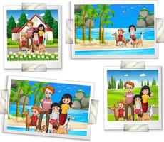 set di foto di famiglia in stile cartone animato vettore