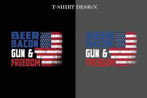 design t-shirt libertà pistola bacon birra vettore