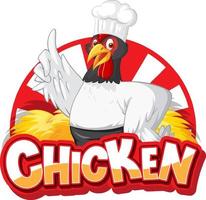 logo del personaggio dei cartoni animati di pollo chef vettore