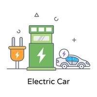 bullone con veicolo che indica l'icona del profilo piatto dell'auto elettrica vettore