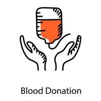 icona alla moda di doodle di donazione di sangue, vettore