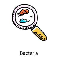 icona di stile doodle di batteri di ricerca, vettore modificabile