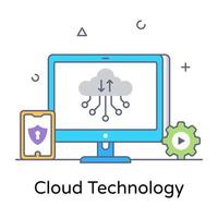 tecnologia cloud nell'icona concettuale piatta vettore