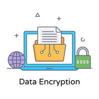 crittografia dei dati nota anche come icona concettuale piatta per la sicurezza dei dati vettore