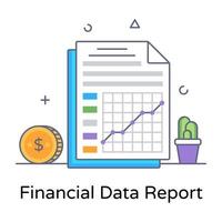 un vettore di concetto di contorno piatto del rapporto sui dati finanziari