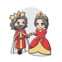 carino re e regina fumetto illustrazione vettoriale