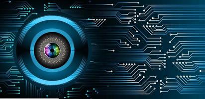 fondo di concetto di tecnologia futura del circuito cyber degli occhi blu vettore