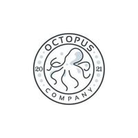 design ispiratore del logo dell'etichetta del calamaro del polpo semplice vettore