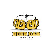 lettera b brindisi di vetro di birra per l'ispirazione del design del logo del bar ristorante vettore