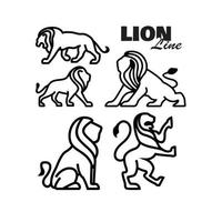 linea arte leone leo logo collezione set vettore