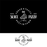 logo pizzeria con semplice ispirazione per il design della fetta di pizza vettore
