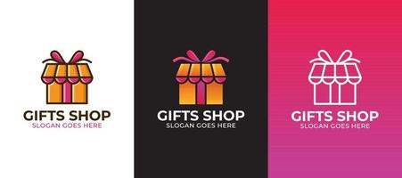 logo del negozio di articoli da regalo moderno con tre variazioni vettore