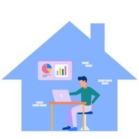 illustrazione grafica vettoriale personaggio dei cartoni animati di lavoro da casa