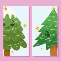 alberi di natale kawaii vettore