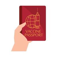 mano con passaporto vaccinale vettore