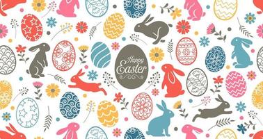 giorno di pasqua vintage colore sfondo banner sfondi avvolgimento doodle stile illustrazione vettoriale