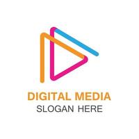 logo multimediale di riproduzione digitale vettore