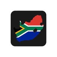 sagoma mappa sudafrica con bandiera su sfondo nero vettore
