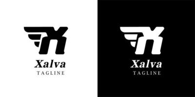 punto lettera x logo. x lettering disegno vettoriale con le ali
