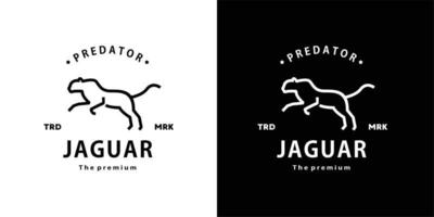 vintage retrò hipster jaguar logo vettore contorno monoline art icona
