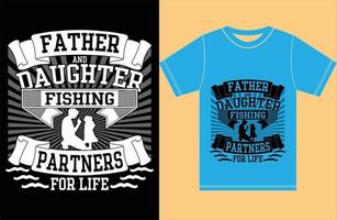 padre e figlia, compagni di pesca per la vita, maglietta per la festa del papà. vettore