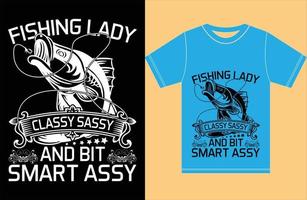 pescatrice di classe sfacciata e un po' intelligente. maglietta da donna di pesca. vettore