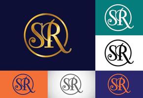 vettore di progettazione del logo iniziale della lettera del monogramma sr. simbolo grafico dell'alfabeto per il business aziendale