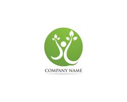 Logo di vettore di foglia verde persone identità carta