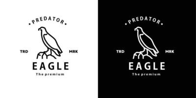 vintage retrò hipster eagle logo vettore contorno monoline art icona