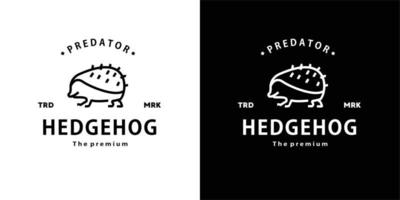 vintage retrò hipster hedgehog logo vettore contorno arte monoline icona