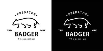 vintage retrò hipster badger logo vettore contorno monoline art icona