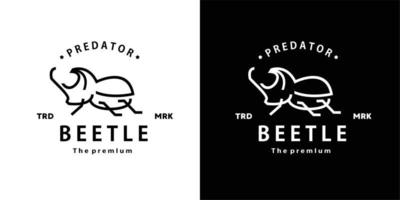 vintage retrò hipster beetle logo vettore contorno monoline art icona