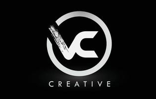 design del logo della lettera della spazzola vc bianca. logo icona lettere spazzolate creative. vettore