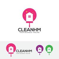 design del logo del concetto di servizio a domicilio di pulizia vettore