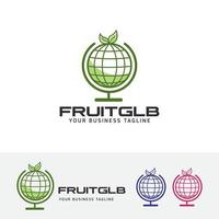 modello di logo vettoriale globo di frutta