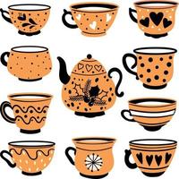 tazza con icona di doodle di contorni disegnati a mano bustina di tè. bevanda calda - illustrazione di schizzo di vettore della tazza di tè per la stampa, web, mobile e infografica isolati su priorità bassa bianca.