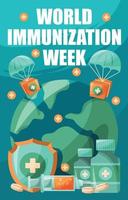 poster di sensibilizzazione della settimana mondiale dell'immunizzazione vettore