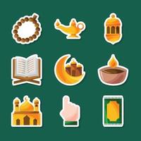 collezione di elementi islamici doodle stickere vettore