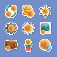 collezione di adesivi colorati doodle token non fungibili nft vettore